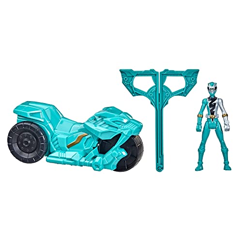 Hasbro Power Rangers Dino Fury Rip N Go Sabertooth Battle Rider and Dino Fury Green Ranger 6-Inch-Scale Vehicle and Action Figure, Toys for Kids