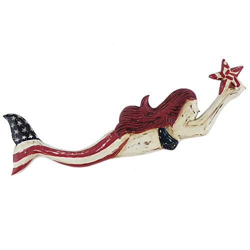 Beachcombers SS-BCS-20625 Patriotic Mermaid Wall Plaque