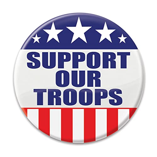 Beistle BT016 Patriotic"Support Our Troops" Cardstock Button, Multicolor