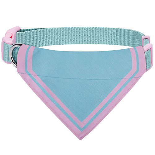 Blueberry Pet 7 Patterns Stunning Pastels Modern Triangle Light Blue Cotton Blend Neckerchief Scarf Bandana Adjustable Dog Collar, Small, Neck 12"-16"