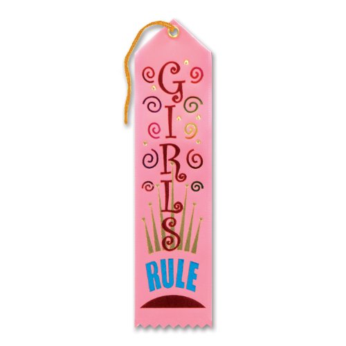 Beistle AR238 Girl Rules Fabric Award Ribbon, Pink, 2" x 8"