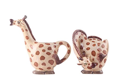 Blue Sky Clayworks Clayworks 7" x 3.5" x 6.5" and 4.5" x 4" x 5" Giraffe Creamer and Sugar Bowl