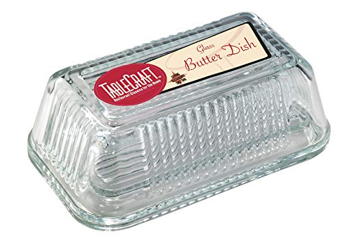 Tablecraft H122 Ribbed Glass Butter Dish