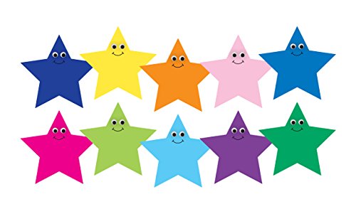 Hygloss Products Happy Multi-Color Stars Classroom Accents – Creative Teaching Resources – 7 Inches, 30 Pack (33756)