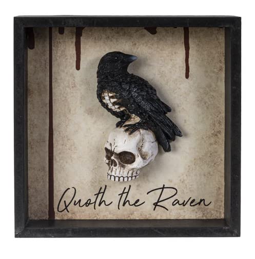 Pacific Trading Giftware Edgar Allen Poe Inspired Quoth the Raven Wall Plaque Shadowbox with Frame 8‚Äö√Ñ√π Tall