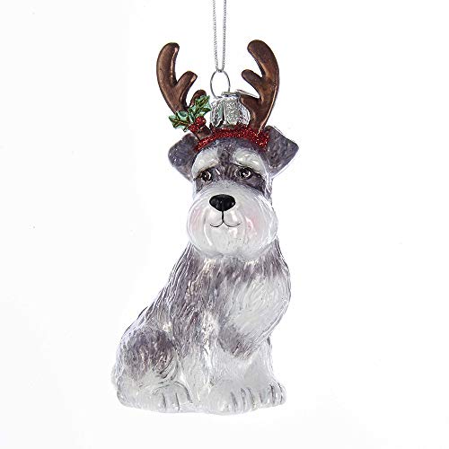 Kurt Adler Noble Gems Schnauzer with Antlers Glass Ornament