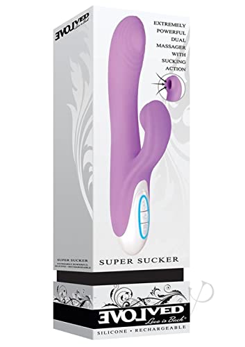 Evolved Love Is Back Super Sucker Silicone Rechargeable Rabbit G-Spot Vibrator, Pink/Purple