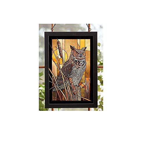Wild Wings(MN) Wild Wings 5386498043 Great Horned Owl Stained Glass Art, 20-inch Height