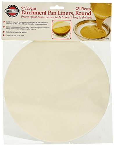 Norpro Round Parchment Pan Liner, Set of 25, 9&quot diameter