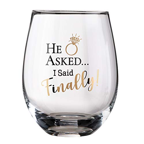 Blue Sky Clayworks Lillian Rose Asked, I Said Finally Wine Glass, 4.75", Clear, G117 HA