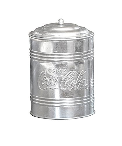 Tablecraft CocaCola Galvanized Storage Canister with Lid, 5" dia x 7.5" H