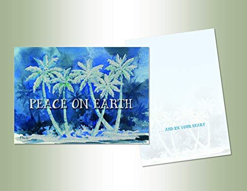 LPG Greetings Performing Arts Glitter Embellished, Full Color Inside Design Blue Palms Stationery Paper, 66224-14