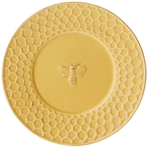 Boston International JC16116 Embossed Ceramic Plate, 1-Piece, Honeycomb