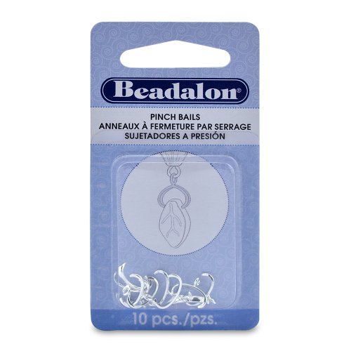 PA Distribution Artistic Wire Beadalon Pinch Bail 10mm Nickel Free Silver Plated, 10-Piece