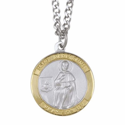 True Faith Jewelry  Two Tone Sterling Silver St Peregrine Pendant Necklace Packed In An Elegant Black Velour Jewelry Box, Sympathy Gift or Comfort Items For Chemo Patients