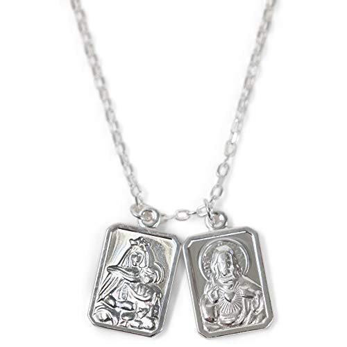 Roman 18-inch Sterling Silver Double Scapular Carded Necklace