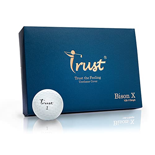 Trust Golf Balls Trust Bison X 2022 K8 Edition- Soft Responsive Feeling, Urethane Cover with Reactive Core, Swing Speed 105-115 mph (White, 1 Dozen)