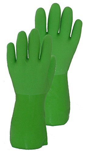 Garden Works Wonder Gloves Seamless 100-Percent Cotton Liner Vinyl Glove, Medium, Green