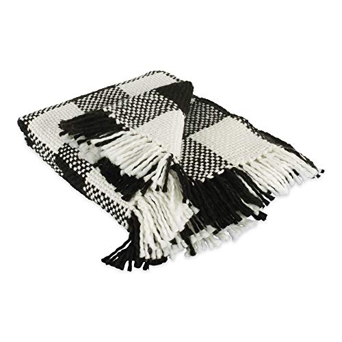 DII Design Textured Modern, Varigated Acrylic Woven Throw, 50x60-Inch, Black & White