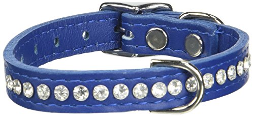 OmniPet Signature Leather Crystal and Leather Dog Collar, 12", Blue