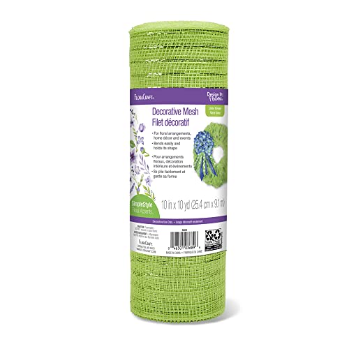 Floracraft Floral Tools and Accessories Decorative Mesh 10" x 10 yd Metallic Lime, 8.55 lb