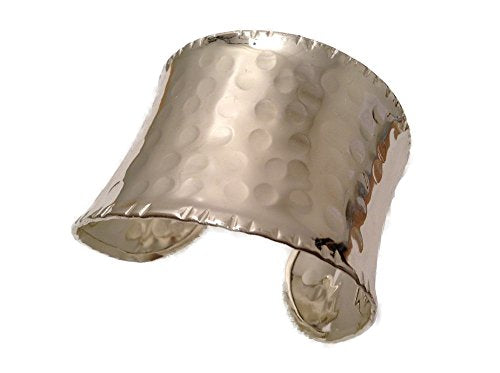 Anju Silver Plated Hammered Wide Cuff Bracelet