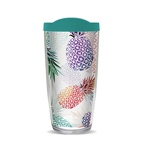 FREEHEART Rainbow Pineapple 22oz Tumbler with Teal Lid