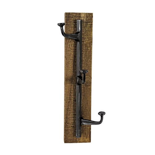 Foreside Home & Garden Rustic Wood and Metal Three Tier Decorative Wall Hook, 58