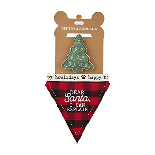 Mud Pie Christmas Dog Bandana & Toy Set, Bandana 8" x 18",,Dear Santa and Tree,