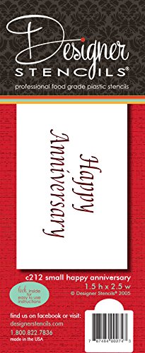 Designer Stencils Designer Stencil Happy Anniversary Business Card Cookie Stencil, Beige/semi-transparent