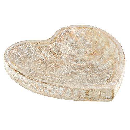 47th & Main Carved Heart-Shaped Wooden Bowl, Large, White