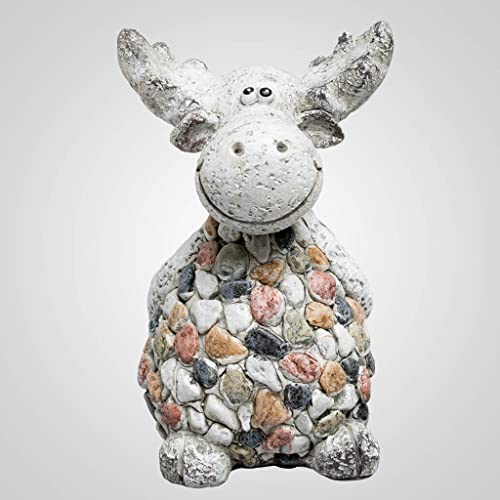 Lipco Polystone Pebble-Stone Garden Moose Figurine, 6-inch Height, Outdoor Decoration