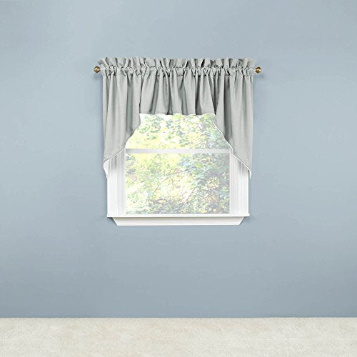 Belle Maison Renaissance Home Fashion Emmett 3-Piece Lined Swag Set, 102 x 36, 102" X 36", Silver