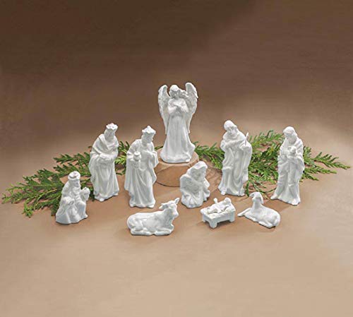 burton + BURTON Porcelain Miniature Nativity Figurine 10 Piece, White