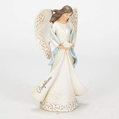 Roman Baptism Angel Holding Figurine, 9 Inch Height