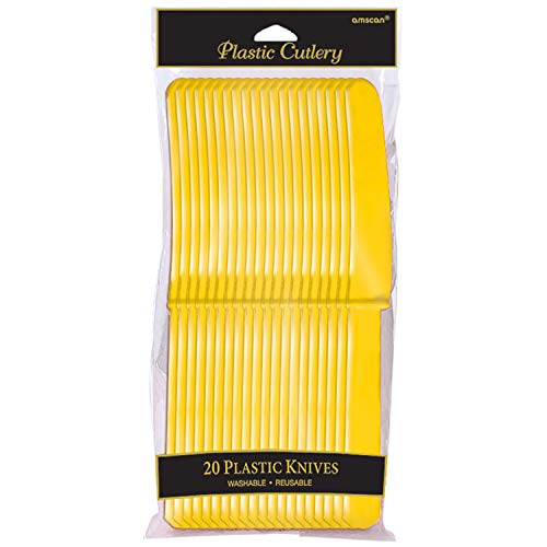 Amscan Plastic Premium Knives, 20 pieces, Yellow Sunshine