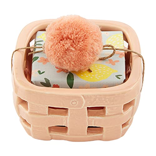 Mud Pie Floral Soap Set Holder,Basket 3.5" x 2",Coral