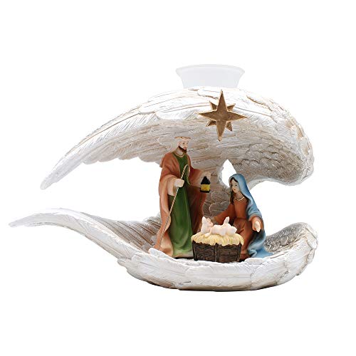 Comfy Hour Resin The Story of Jesus Nativity Scene Collection 7" Religious Baby Jesus Holy Family in Angel Wing Christmas Nativity Scene Figurine Stable Set