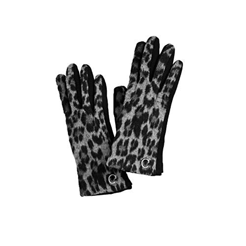 Mud Pie Womens Initial Leopard Glove, Letter J, Black, One Size