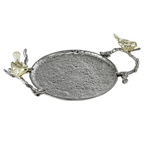 A&B Home Handles and Birds Adorning Aluminum Serving Platter Tray