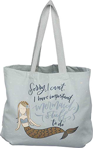 Primitives by Kathy 39993 Lettered Life Tote Bag, Large, Important Mermaid Stuff