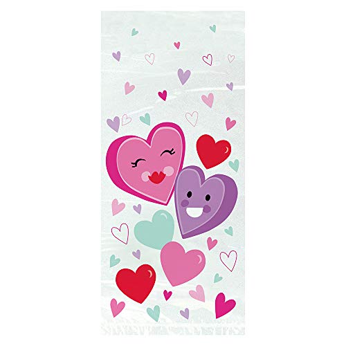 Unique Industries Unique Smiling Hearts Cellophane Bags | 11" x 5" | 20 Pcs