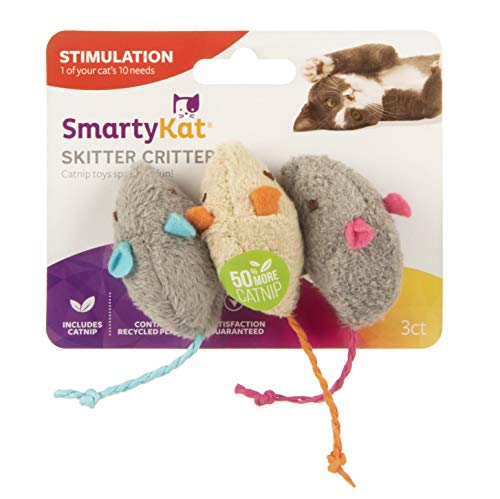 Worldwise SmartyKat Skitter Critters Cat Toy Catnip Mice, 3/pkg