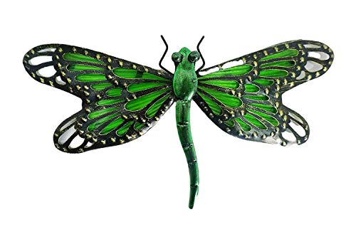 Comfy Hour Travel on Wings Collection 12" Metal Art Dragonfly Wall Decor Green