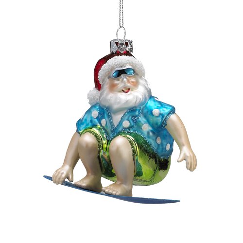 Kurt Adler Glass Beach Santa Ornament, 4-Inch