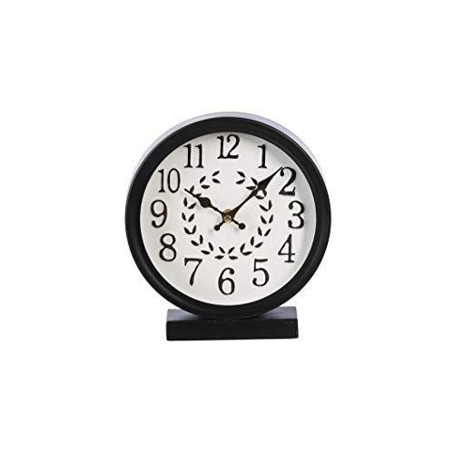 Ganz CB175148 Black and White Laurel Wreath Face Desk Clock, 9-inch Height