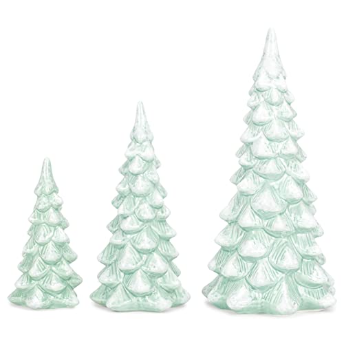 RAZ Imports 2021 Peppermint Parlor 10.5" Snowy Blue Tree, Set of 3