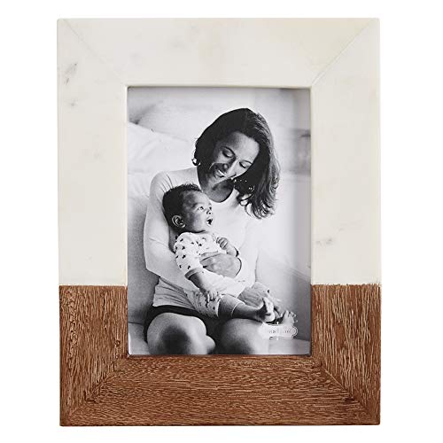 Mud Pie MARBLE AND WOOD FRAME,5X7, White