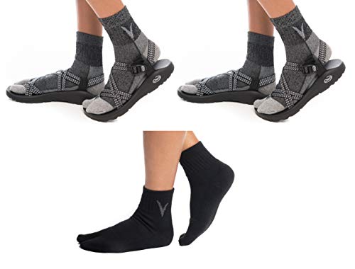 V-Toe Socks 3 Pairs V-Toe Wool Flip-Flop Big Toe Tabi Socks Shoe Size: Men 8.5-10.5 Women 9-11.5