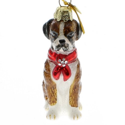 Kurt Adler Boxer with Bow Ornament